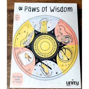 Paws of Wisdom Puzzle 500 PC Sealed NEW Inspirational 20" Round Unity Book USA